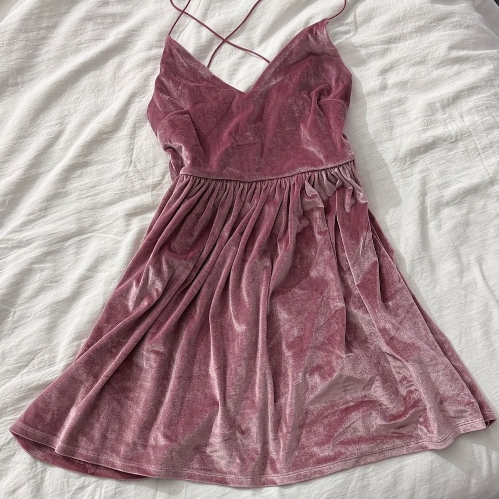 Pink Velvet Mini Dress